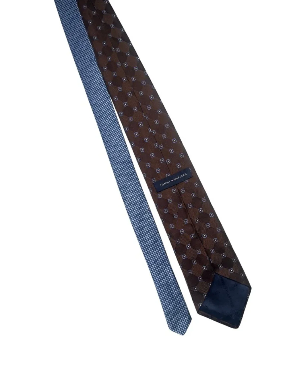 Tommy Hilfiger Brown Blue Geometric Silk Tie Classic Men's Necktie 3.5
